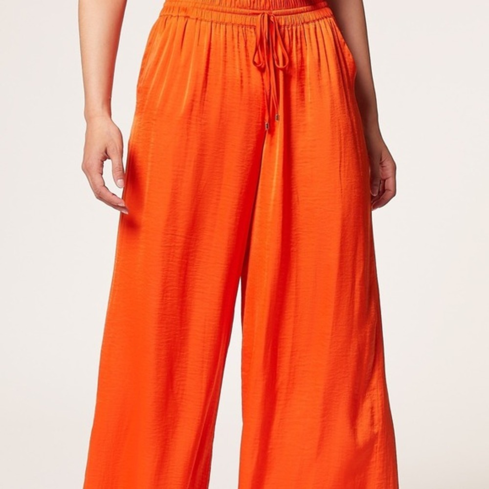 Torrid Orange Wide Leg Rayon Pants Plus Size 1R Elastic Waist Pockets Flowy Boho